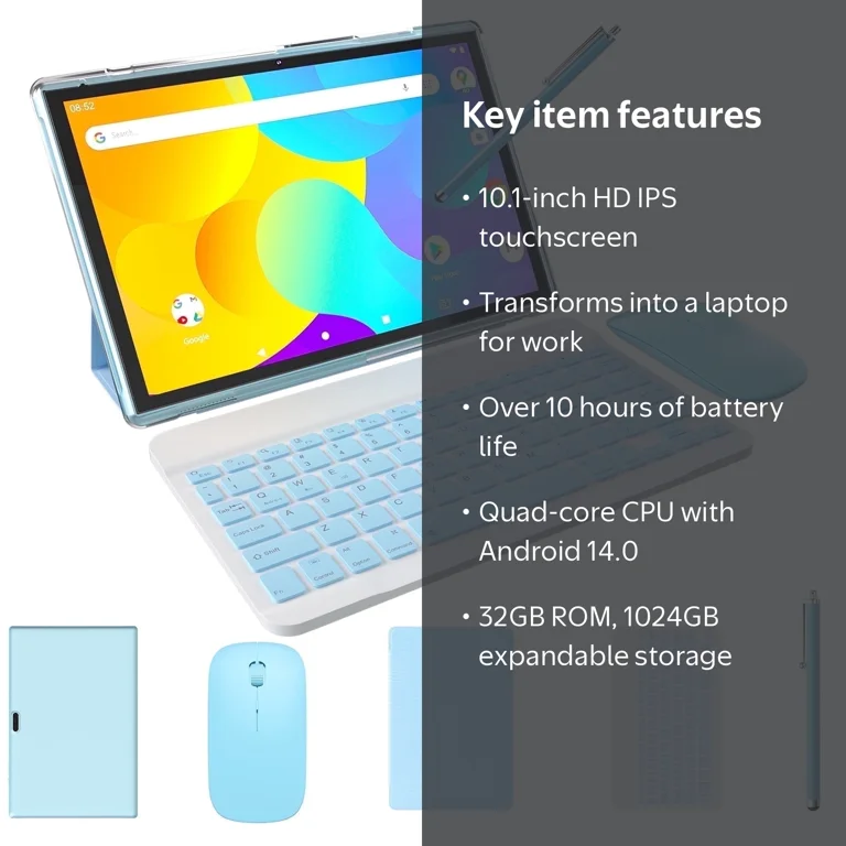 Free Shipping! ZZB 10 Inch Android 14 2-in-1 Tablet with Keyboard