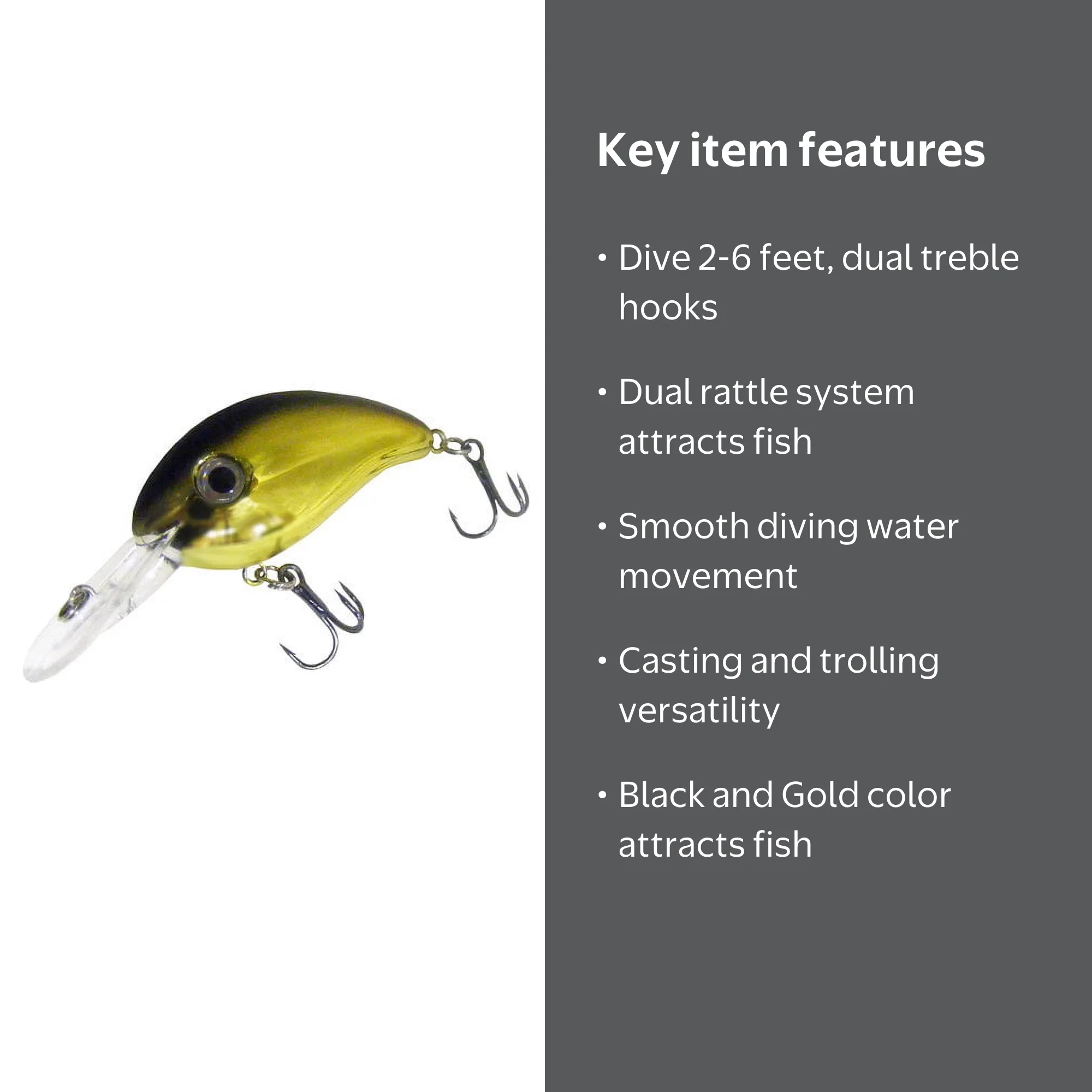 Arkie Lures 220 Series Crappie Crankbait - Black Gold Color