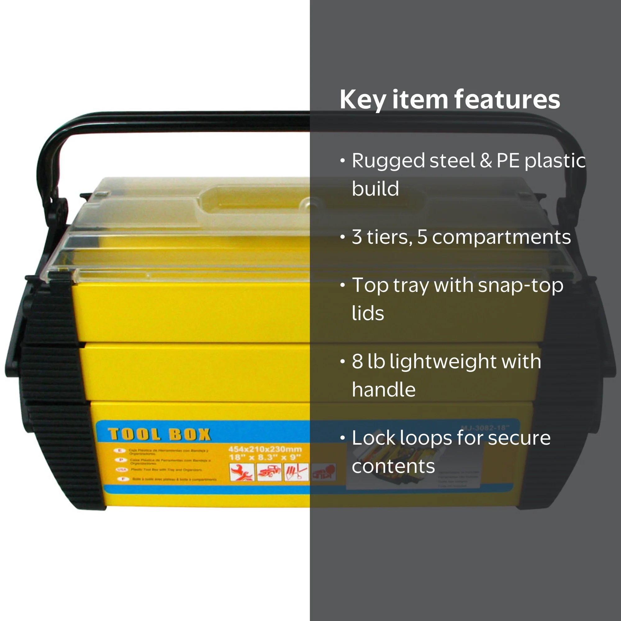 Stalwart Tool Storage Boxes and Organizers, Steel Plastic Yellow