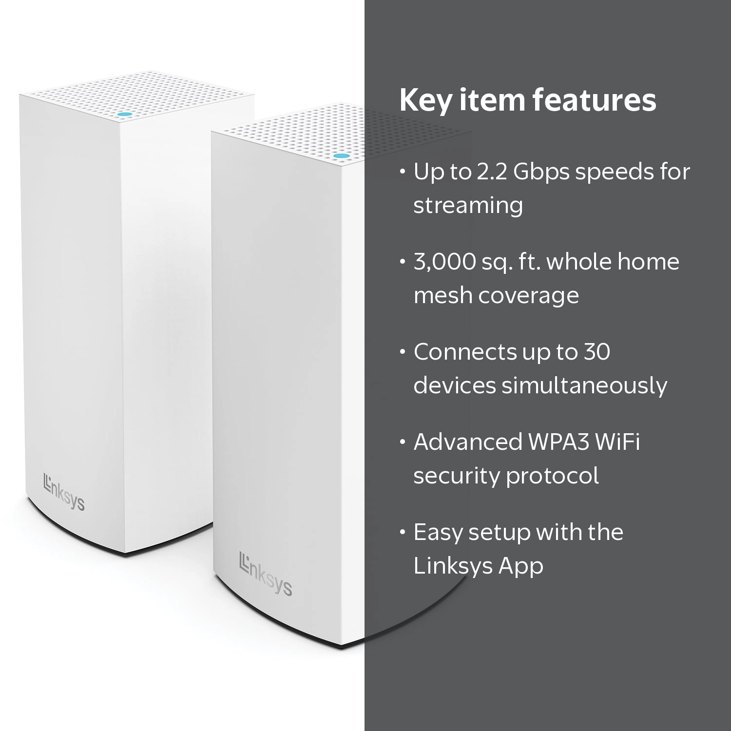 Linksys AX2200 Dual-Band Mesh WiFi 6 System - 2.2 Gbps Wireless
