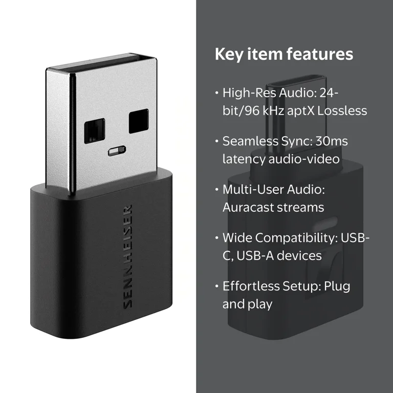 Sennheiser, Bluetooth USB Dongle, aptX Lossless, Plug and Play