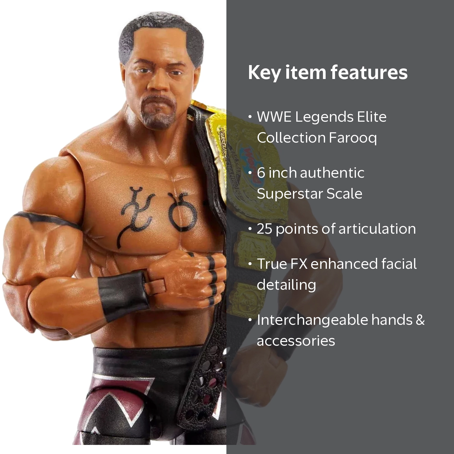 Mattel WWE Legends Elite Series 16 Farooq Action Figure, 6 inch