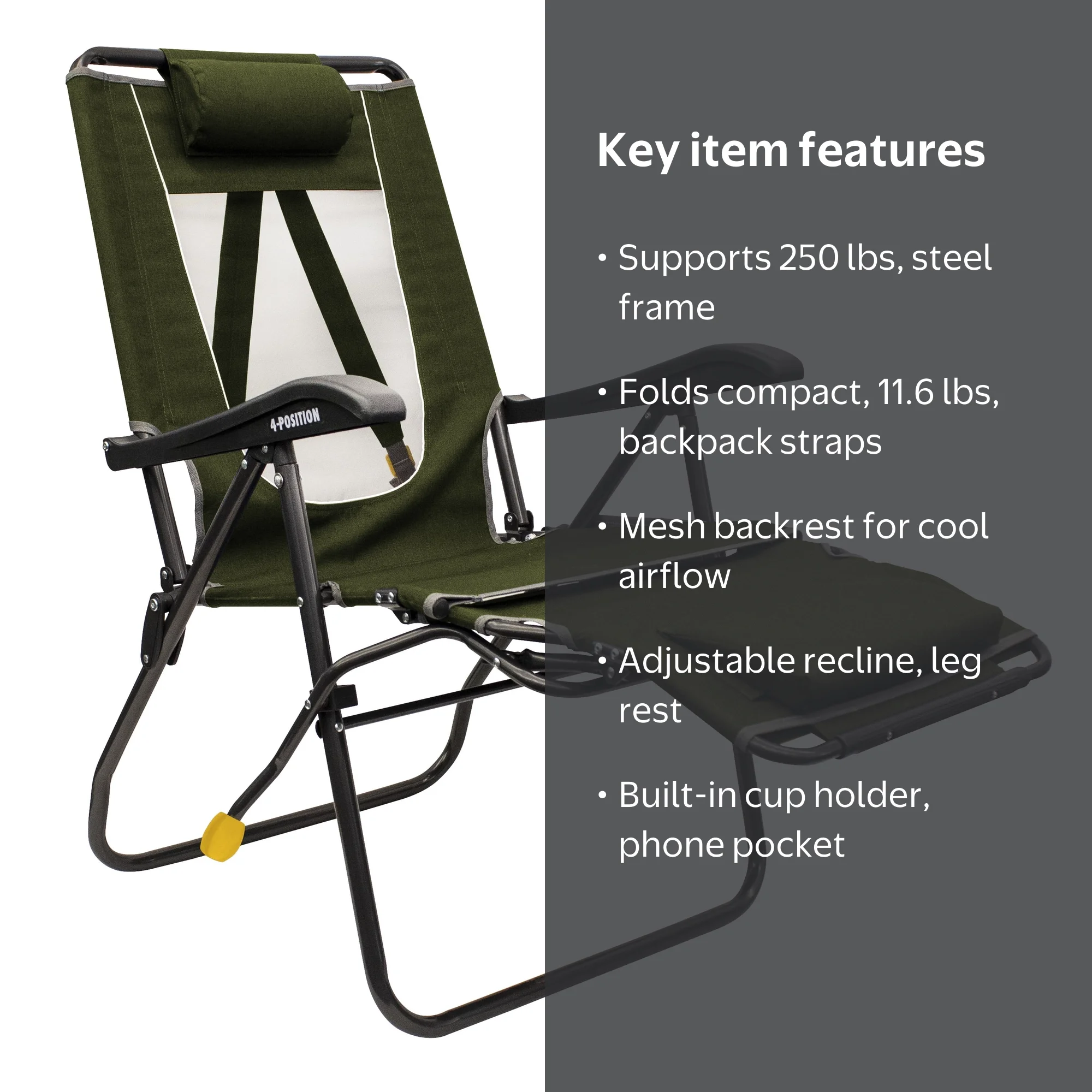GCI Outdoor Legz Up Lounger, Adjustable, Folding, Reclining