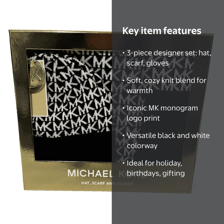 Michael Kors Women's 3-Piece Winter Gift Set – Hat, Scarf & Gloves