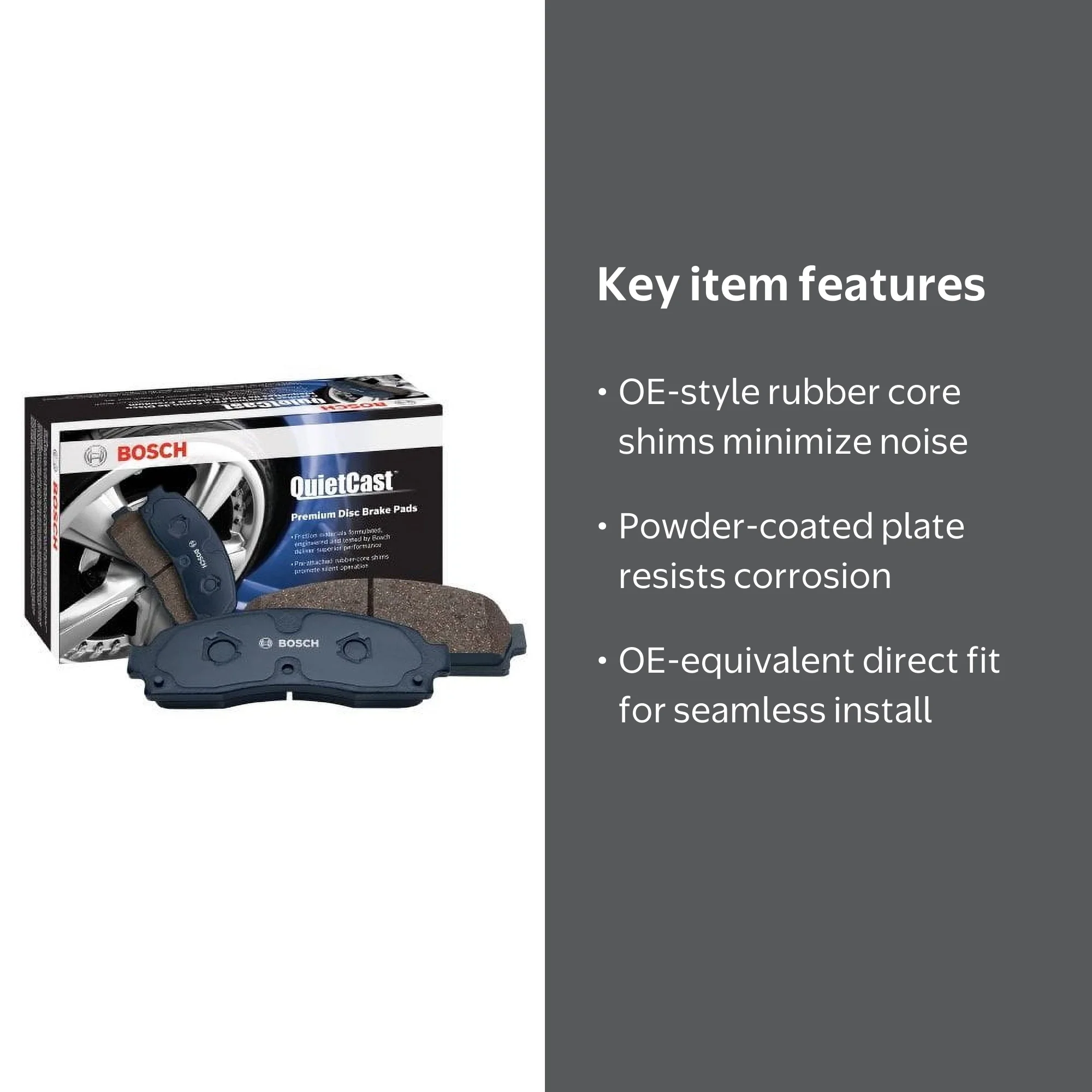Bosch QuietCast Premium Disc Brake Pads Semi-Metallic with Shims