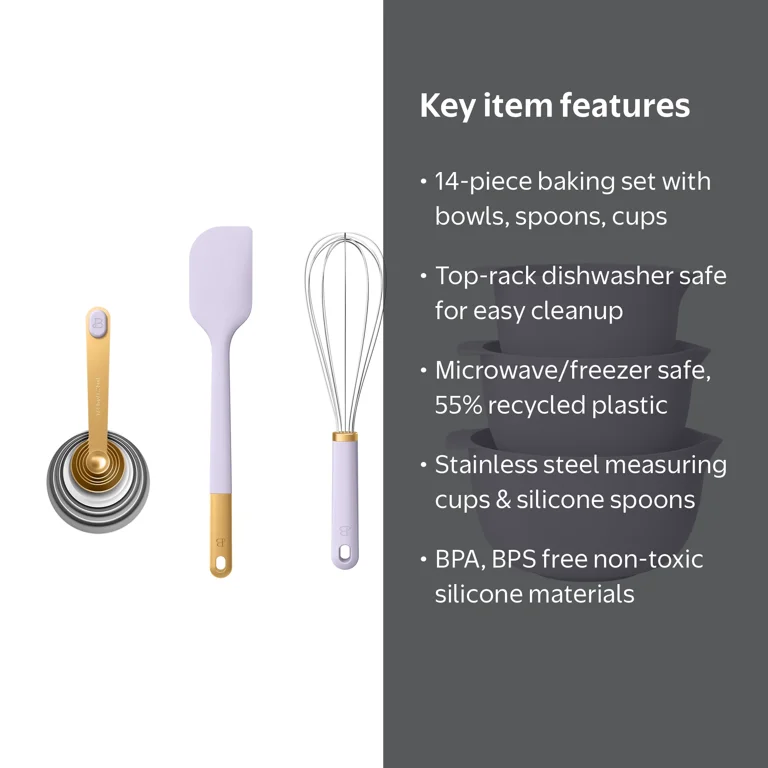 Beautiful 14-Piece Mix & Measure Set, Lavender by Drew Barrymore