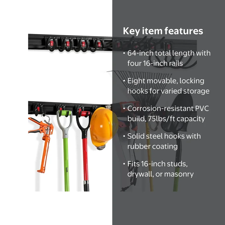 WORKPRO Garage Storage, Garden Tool Organizer Wall Mount 64 Inch