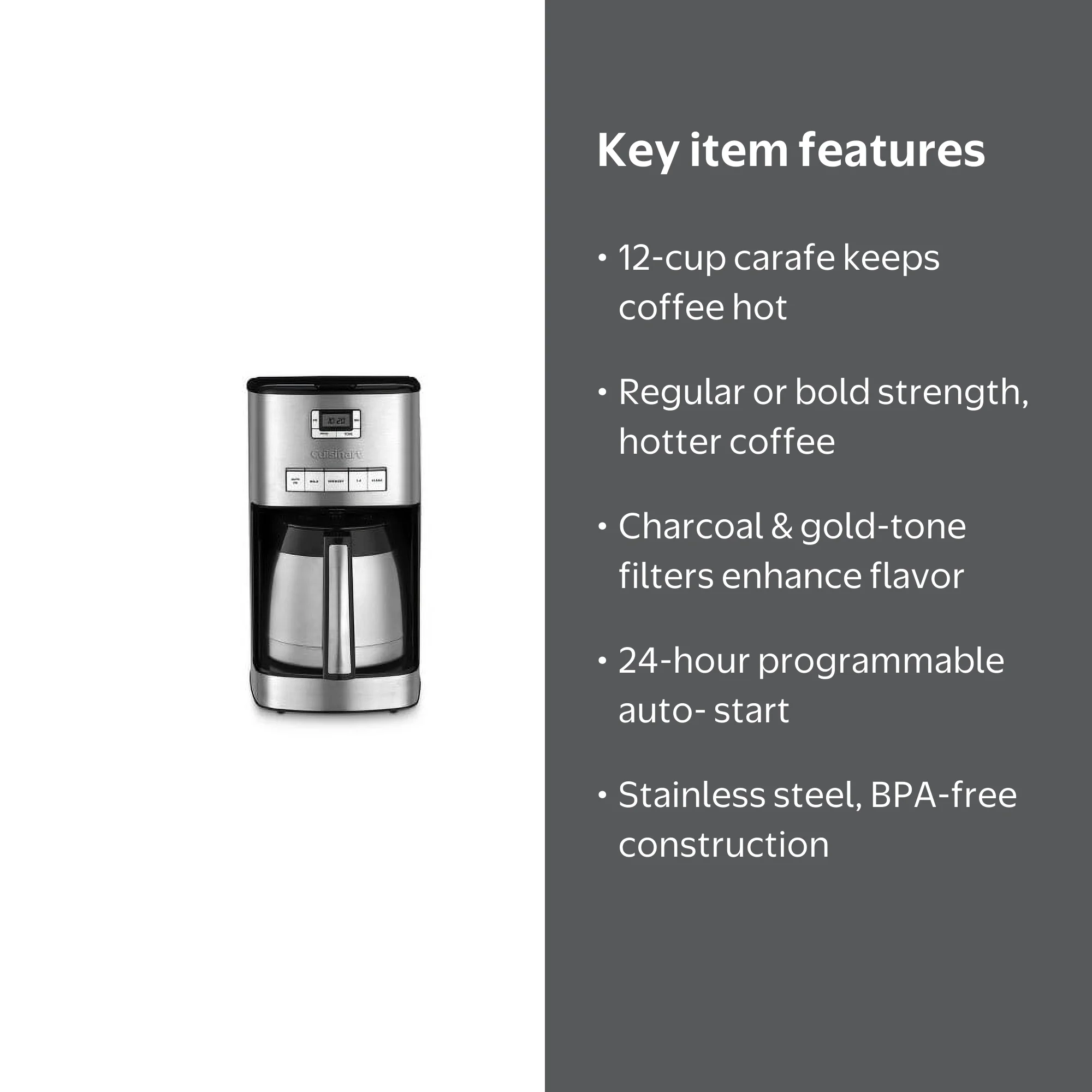 Cuisinart 12カップ ステンレス製 プログラマブル コーヒーメーカー Cuisinart 12-Cup Programmable Coffee Maker, Stainless Steel
