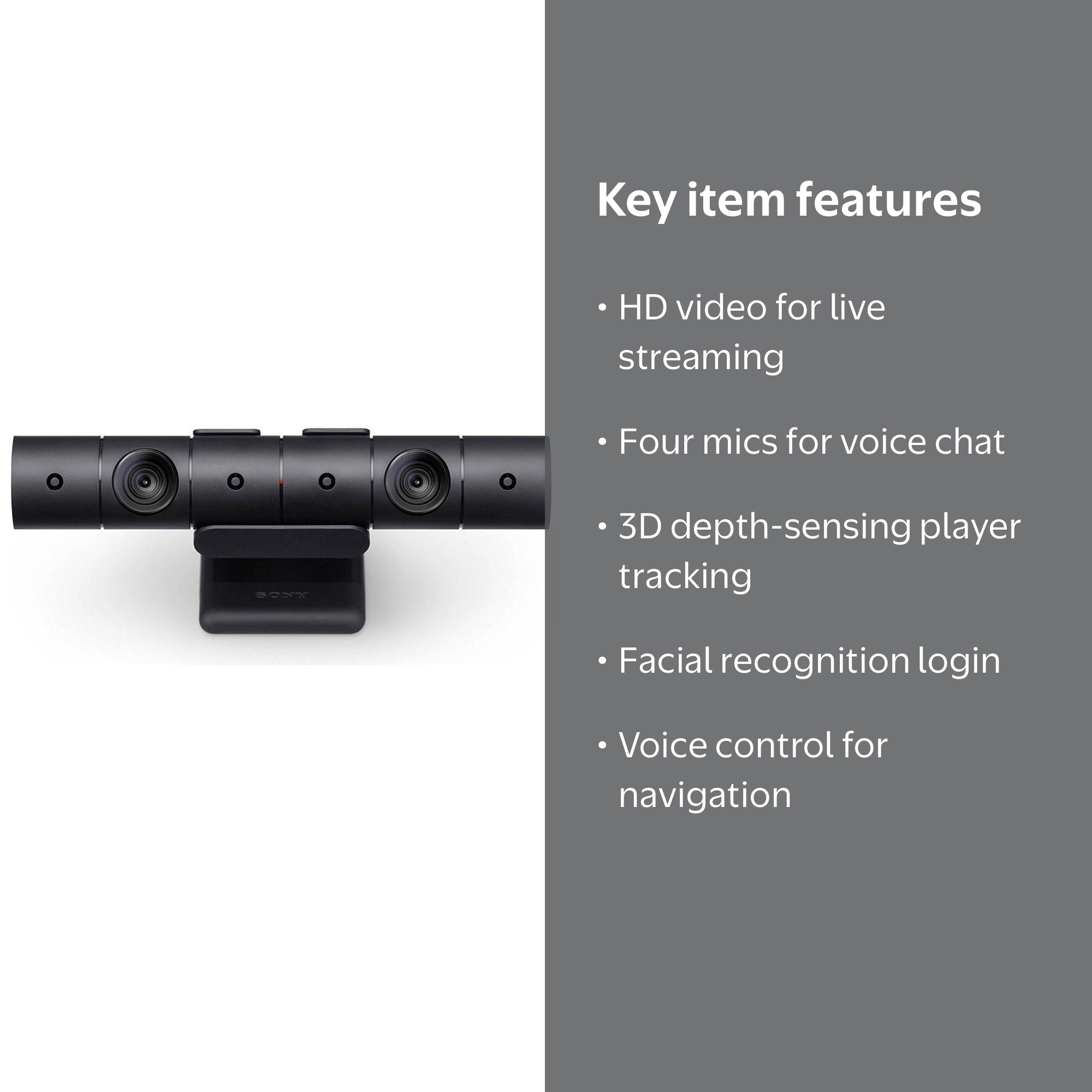 Sony PlayStation 4 HD Camera, Black, CUH-ZEY2 for PS4 Gameplay and