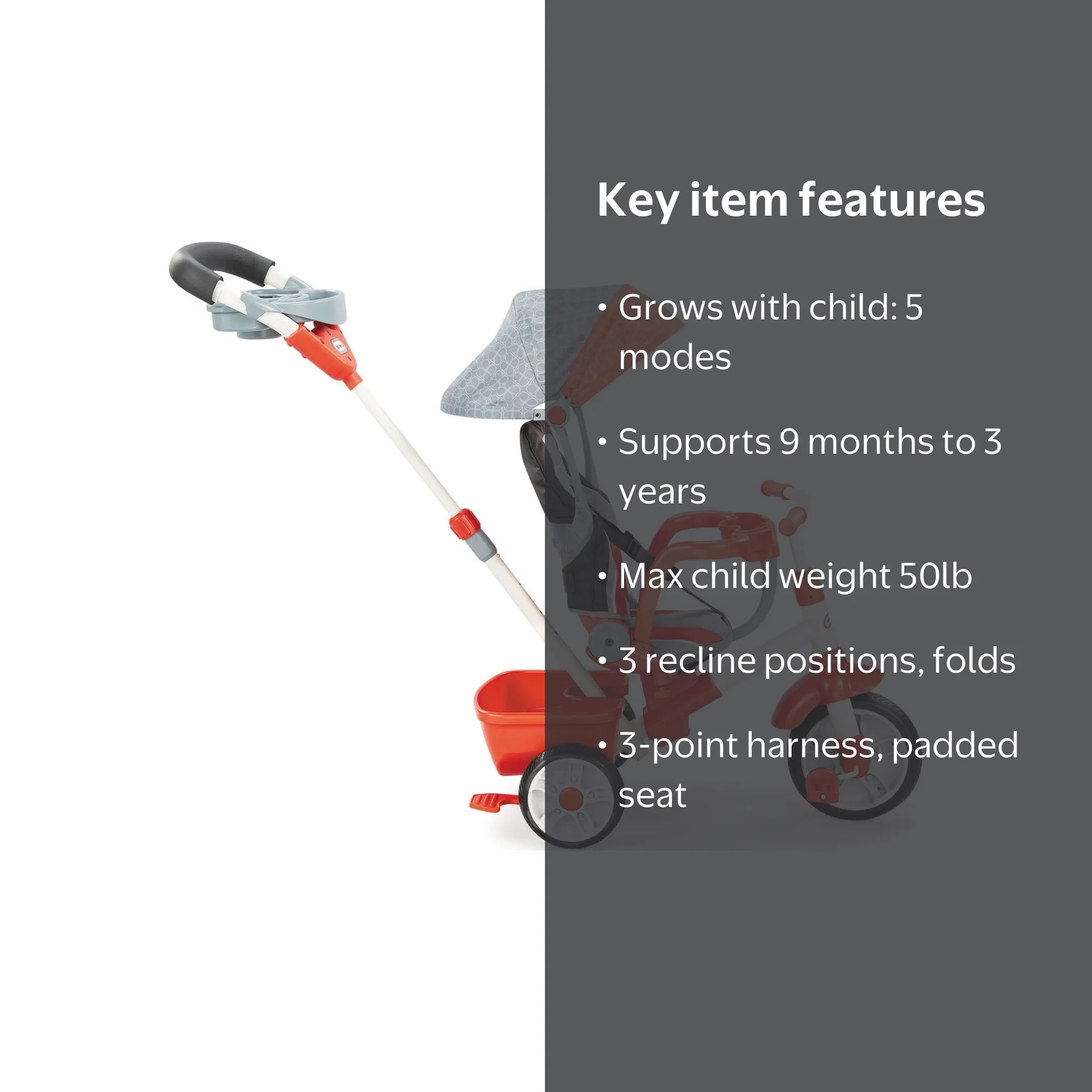 Little Tikes 5-in-1 Deluxe Ride & Relax Recliner Red Trike