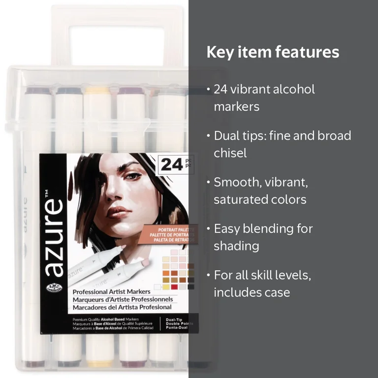 Royal & Langnickel Azure Alcohol Markers, with Case, Fine and