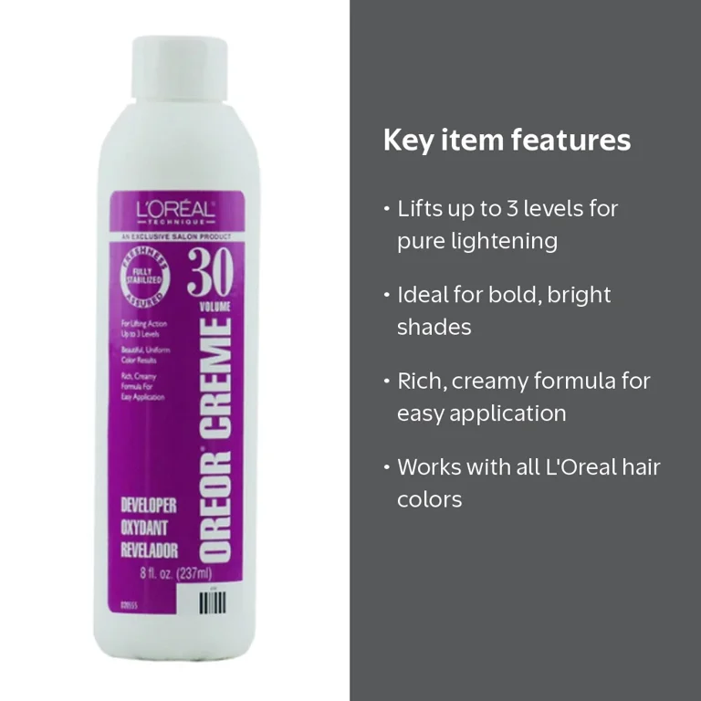 L'Oreal Paris 30 Volume Creme Hair Color Developer, Lightening