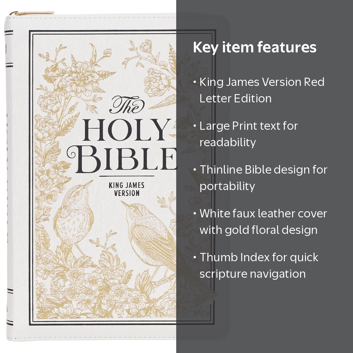 KJV Holy Bible, Thinline Large Print Vegan Leather Red Letter