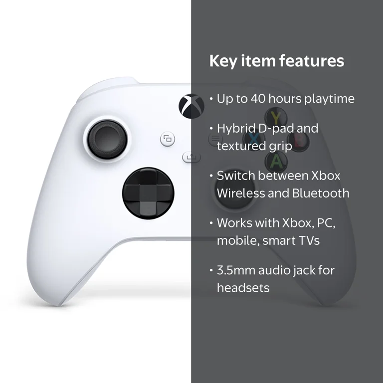 XBOX, Wireless Controller, Robot White, for Series X|S, One, PC
