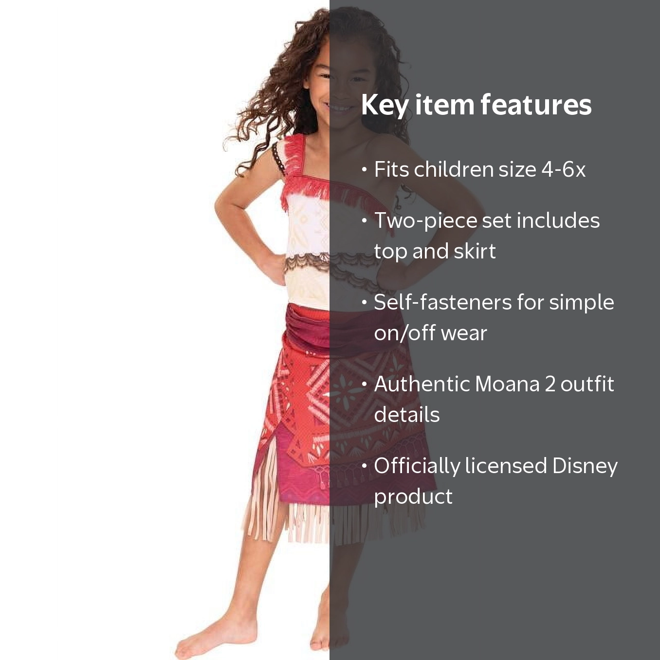 Disney's Moana 2 Adventure Play Outfit Size 4-6X Includes Top & Skirt
