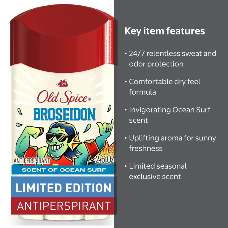 Old Spice Men's Antiperspirant, Broseidon, 2.6oz, Scent of Ocean