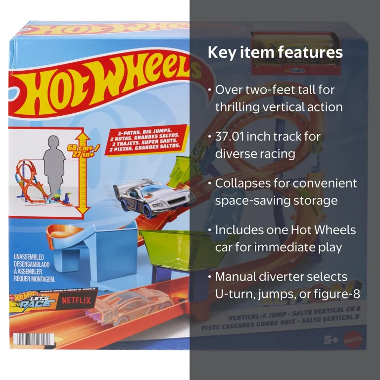 Hot Wheels Racing Loops Raceway Action Vertical-8 Jump Foldaway