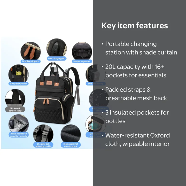 best diaper backpack travel The Ultimate in Black this pack keeps you organized KeaBabies Diaper Bag Backpack Comes