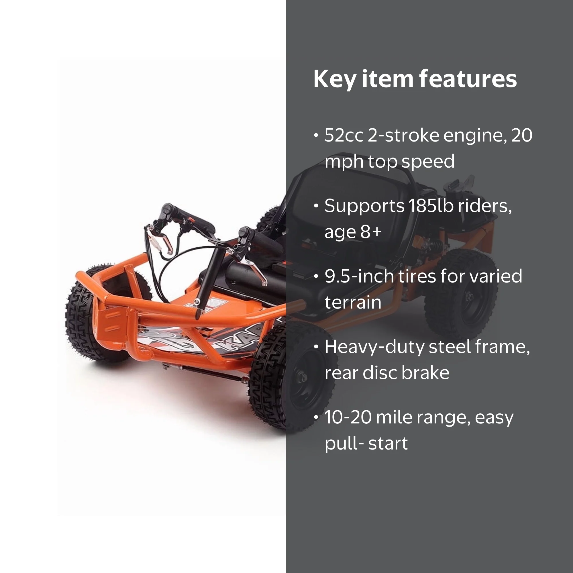 SAY YEAH Go Kart,Safety Steel Frame Go Kart for Kids 8+,20mph Top