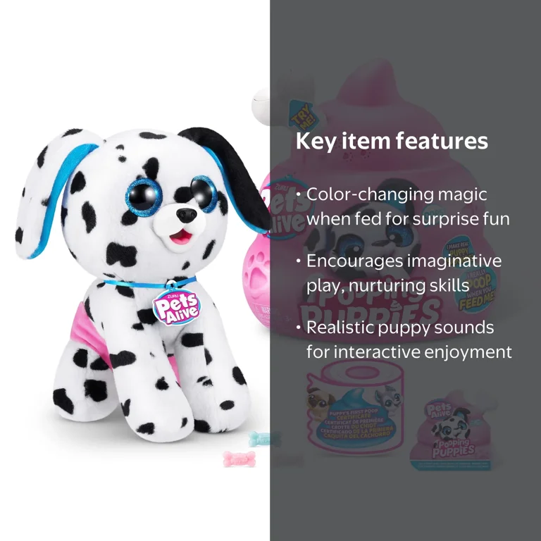 Pets Alive Soft Child Stuffed Animal, PP Cotton Dalmatian, 1.34