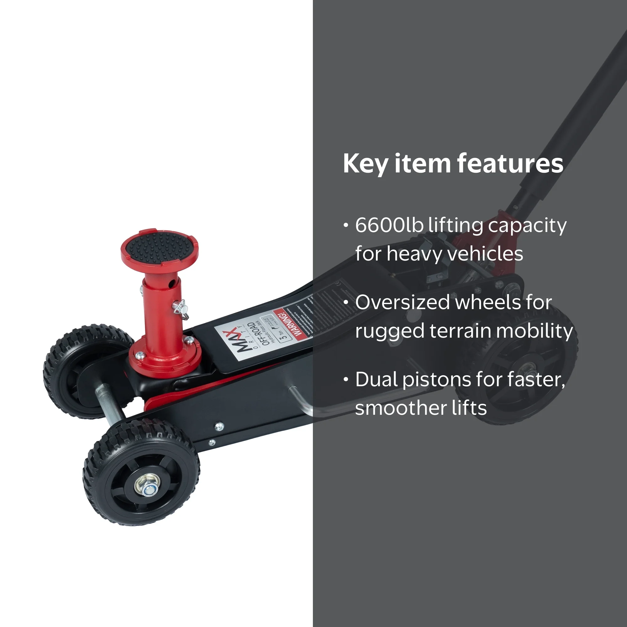 Maxority, Heavy-Duty Steel Off-Road Jack, 3 Ton, Hydraulic, Red