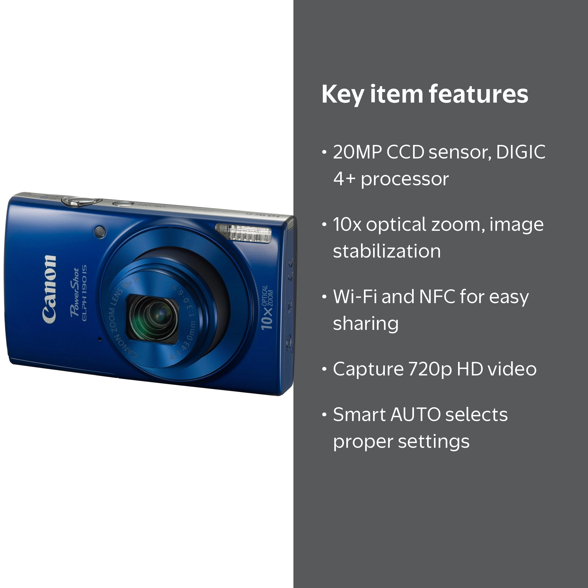 PS ELPH 190 IS 20MP Blue - Walmart.com