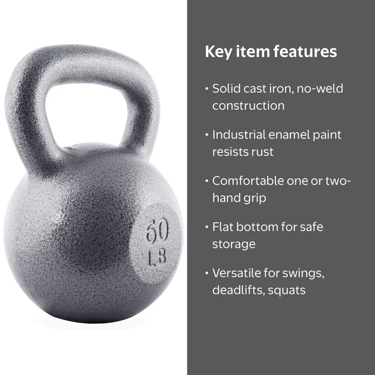 約27kg 60LB ケトルベル 鋳鉄製 黒 CAP Barbell Cast Iron Kettlebell, Single, 60-Pounds - Walmart.com