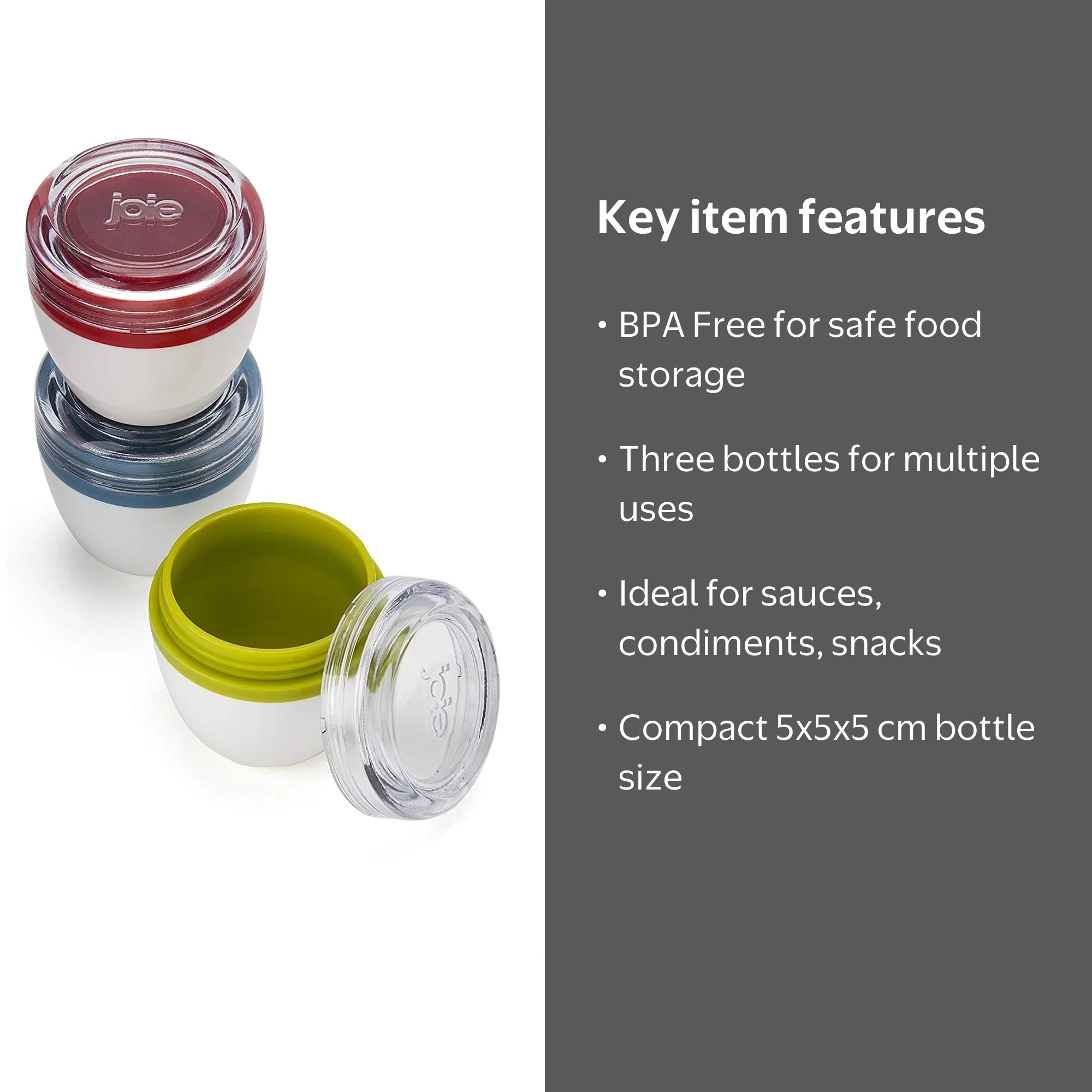 Joie Multicolor BPA-Free Small Snack Dressing Containers (3 Count