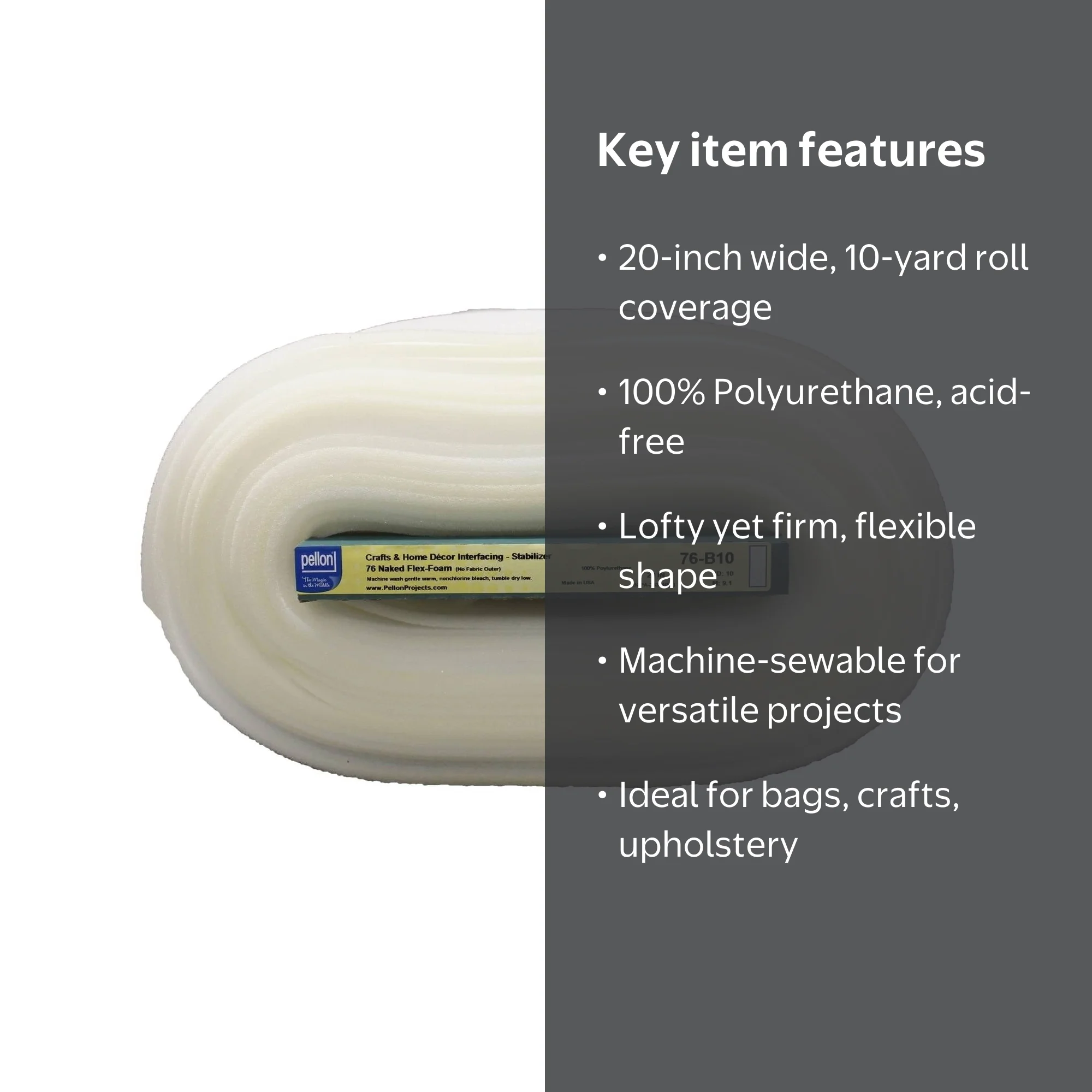 Pellon 76 Naked Flex-Foam Craft Fabric Stabilizer off-White 20