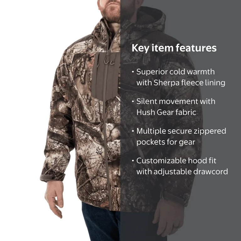Realtree Outfitters Men's Sherpa Lined Waterproof Hunting Jacket