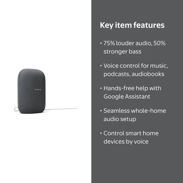 Google Nest Audio Smart Speaker with Google Assistant, Charcoal