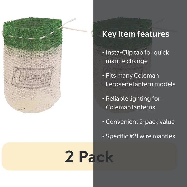 Coleman グリーンランタン 2個セット 2 pack) Coleman Insta-Clip #21 Wire Mantles for Coleman Kerosene