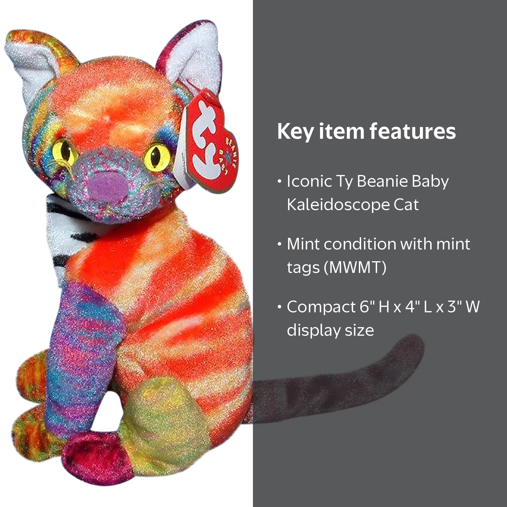 Ty Beanie Babies Plush Toy: Kaleidoscope the Cat | Stuffed Animal