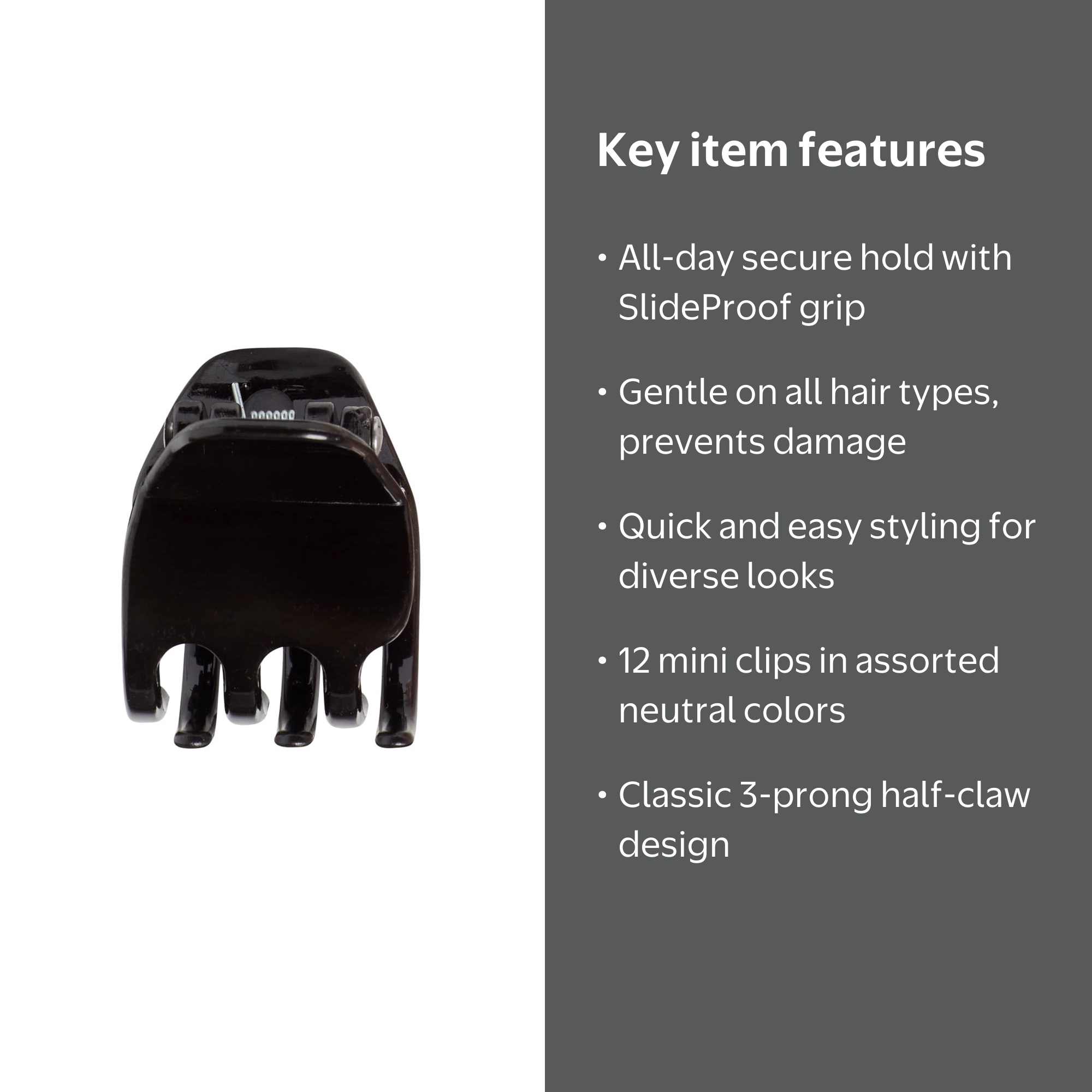 3 pack) Goody Claw Clips Mini 12Ct Slideproof?? Grip, All Hair