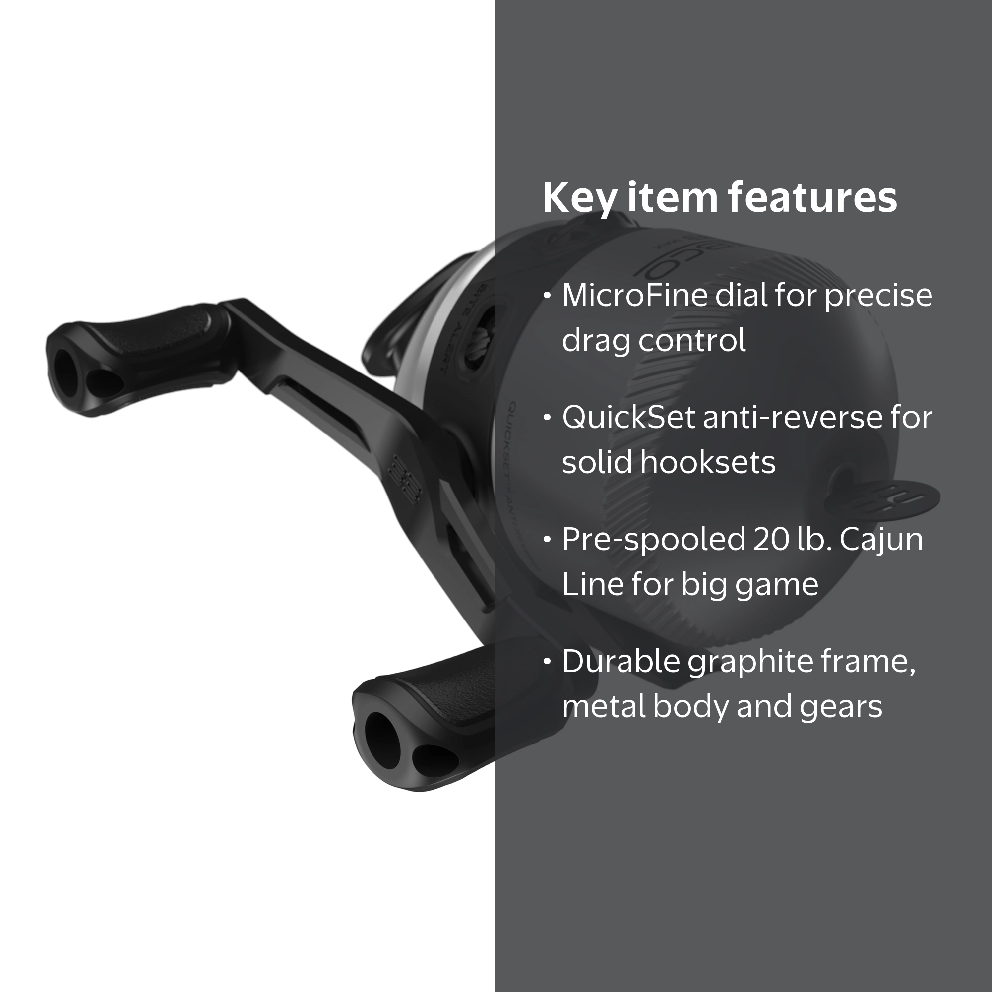 Zebco 33 MAX Spincast Fishing Reel Heavy Duty, Graphite Frame