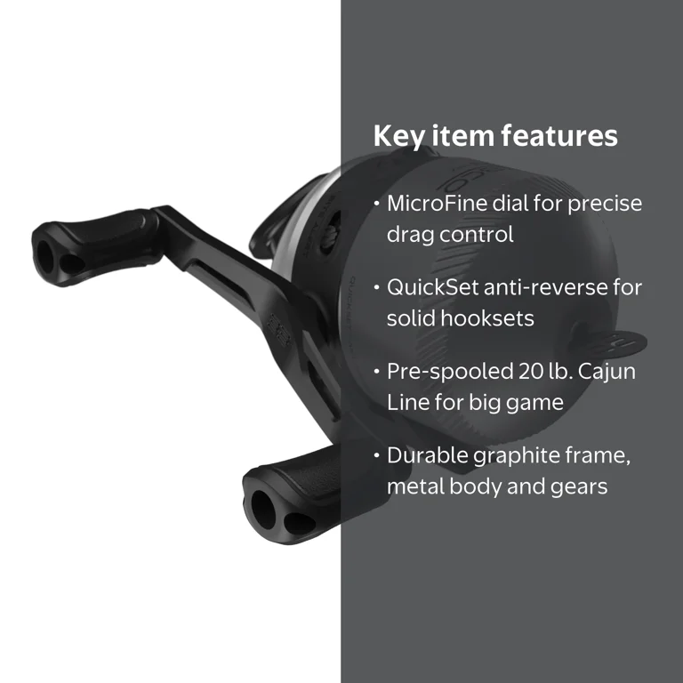 Zebco 33 MAX Spincast Fishing Reel Heavy Duty, Graphite Frame