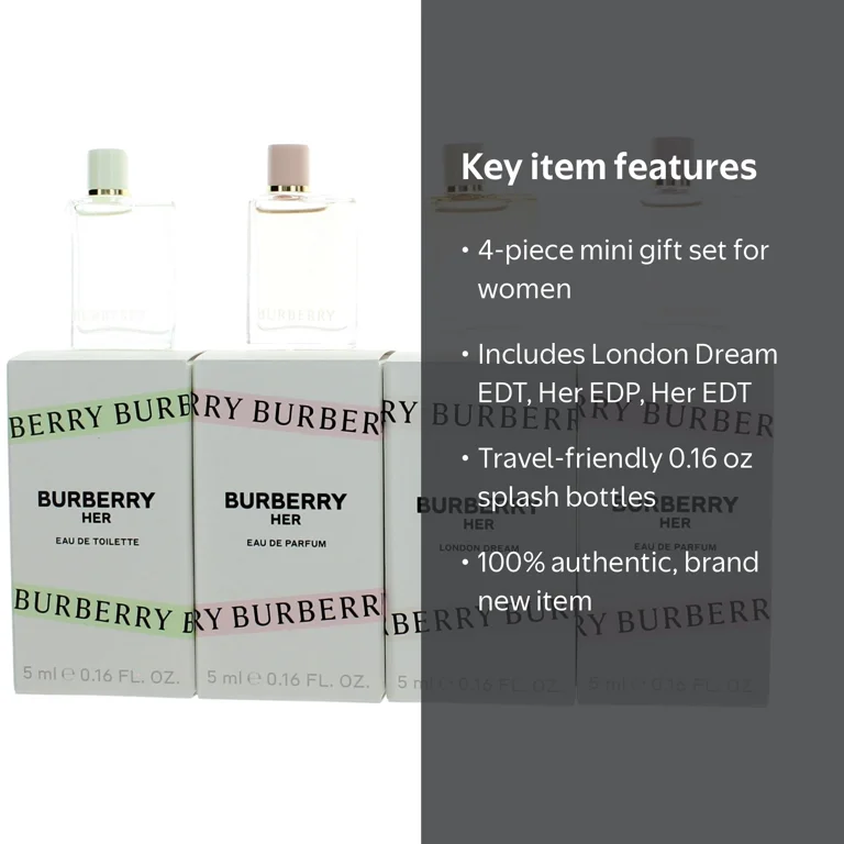 Burberry Mini Perfume Set, Her 4 Piece Gift Set, 0.16 oz London