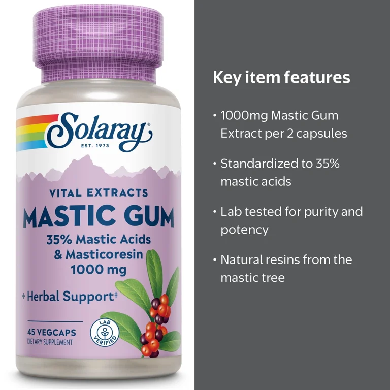 Solaray Mastic Gum Extract | Healthy Gastrointestinal and Digestive Function Support | 1000 Mg