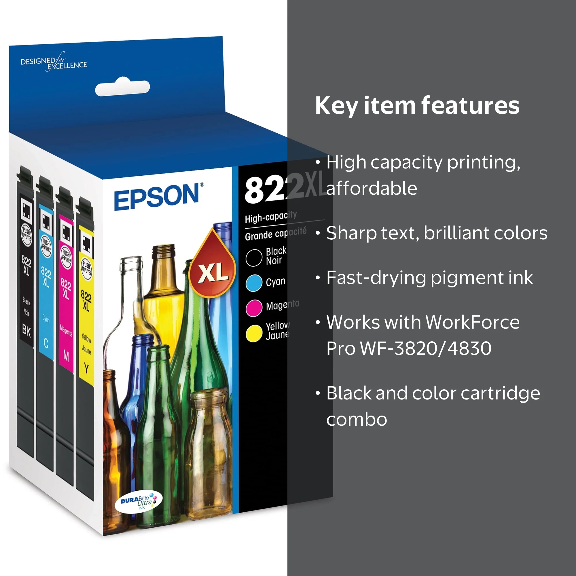 Epson, Ink Cartridge Combo Pack, High Capacity Black and Yellow