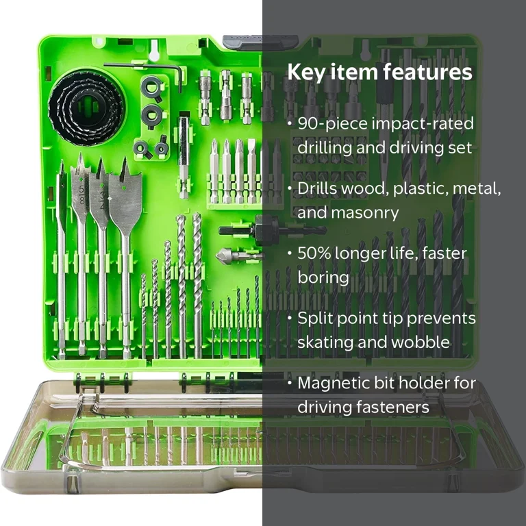 green　セット Greenworks 90 Piece Impact Rated Drilling and Driver Kit Tools Set