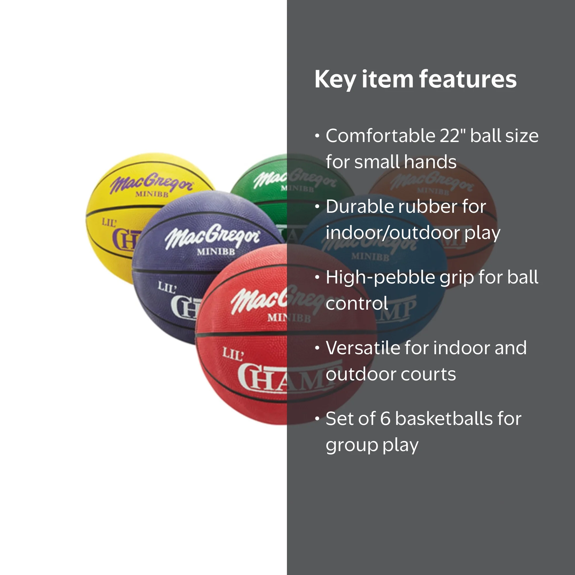 MacGregor® Recruit 22 in. Indoor/Outdoor Basketball, Set of 6