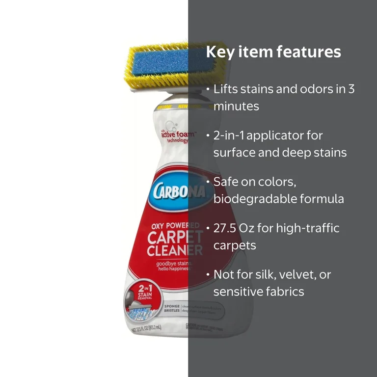 Carbona, Carpet Cleaner, 27.5oz, Oxy-Powered Foam Brush - Walmart.com