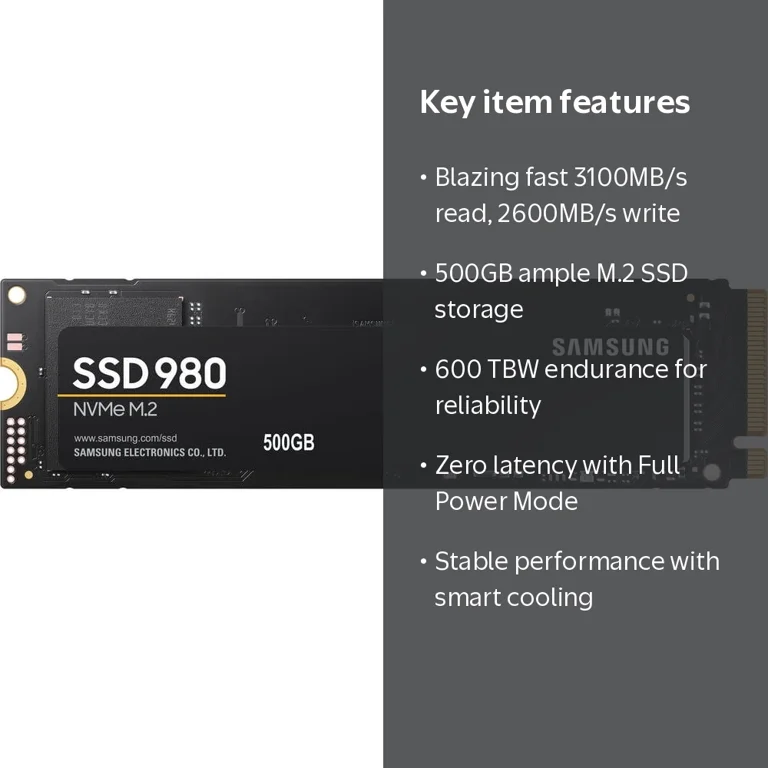 SAMSUNG 980 Series - 500GB PCIe Gen3. X4 NVMe 1.4 - M.2 Internal