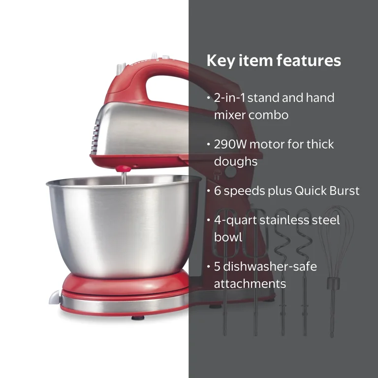 Hamilton Beach Classic Stand & Hand Mixer, 4 Qt, 6 Speeds