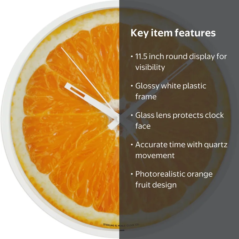 Mainstays 11.5 Orange Fruit Wall Clock - Quartz Movement - Walmart.com