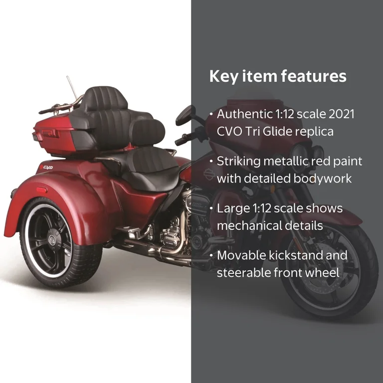 Maisto, Motorcycle Diecast Model, 1:12 Scale, CVO Tri Glide