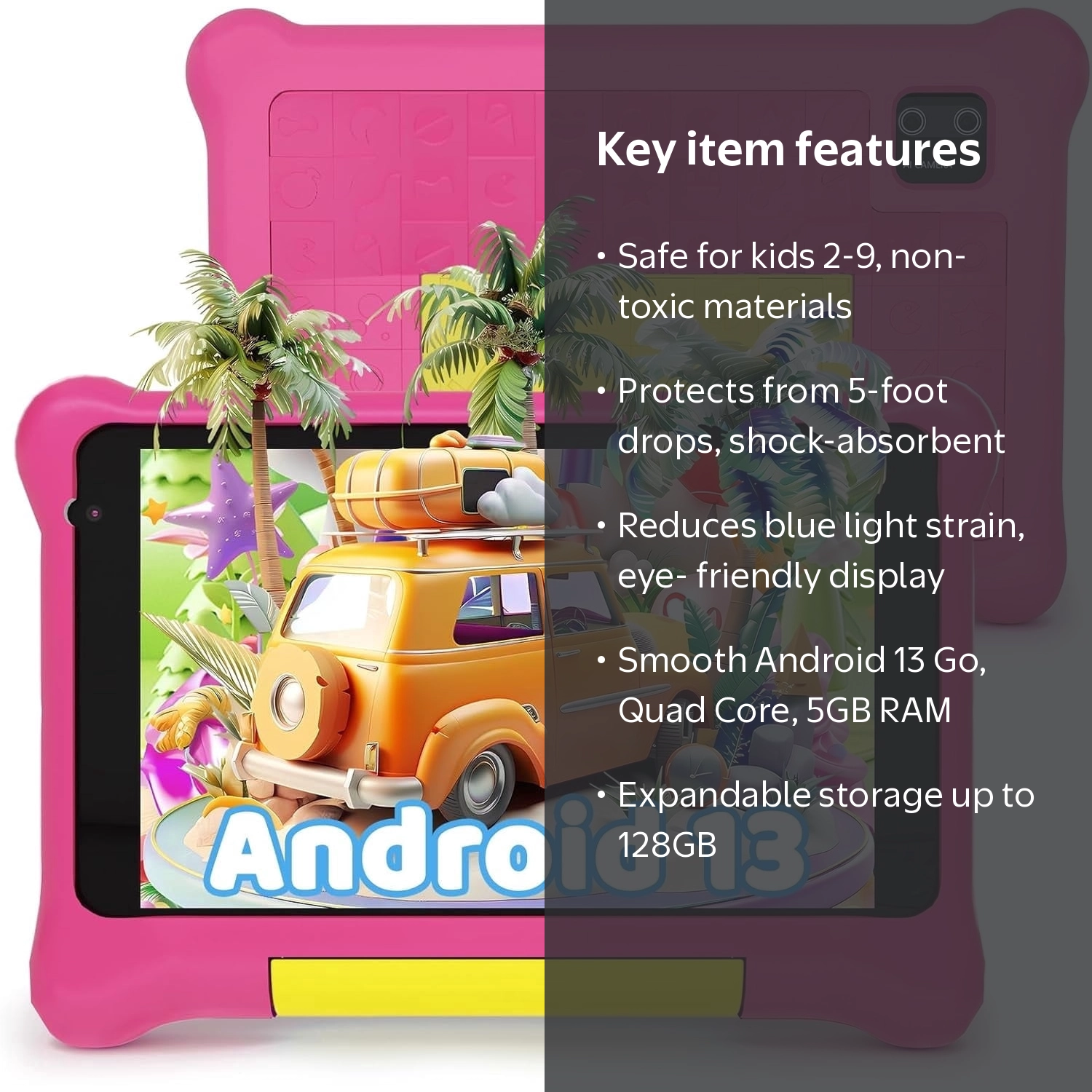 Kids Tablet 7 inch, Android 13 allwinner Go Quad Core, 5GB RAM +