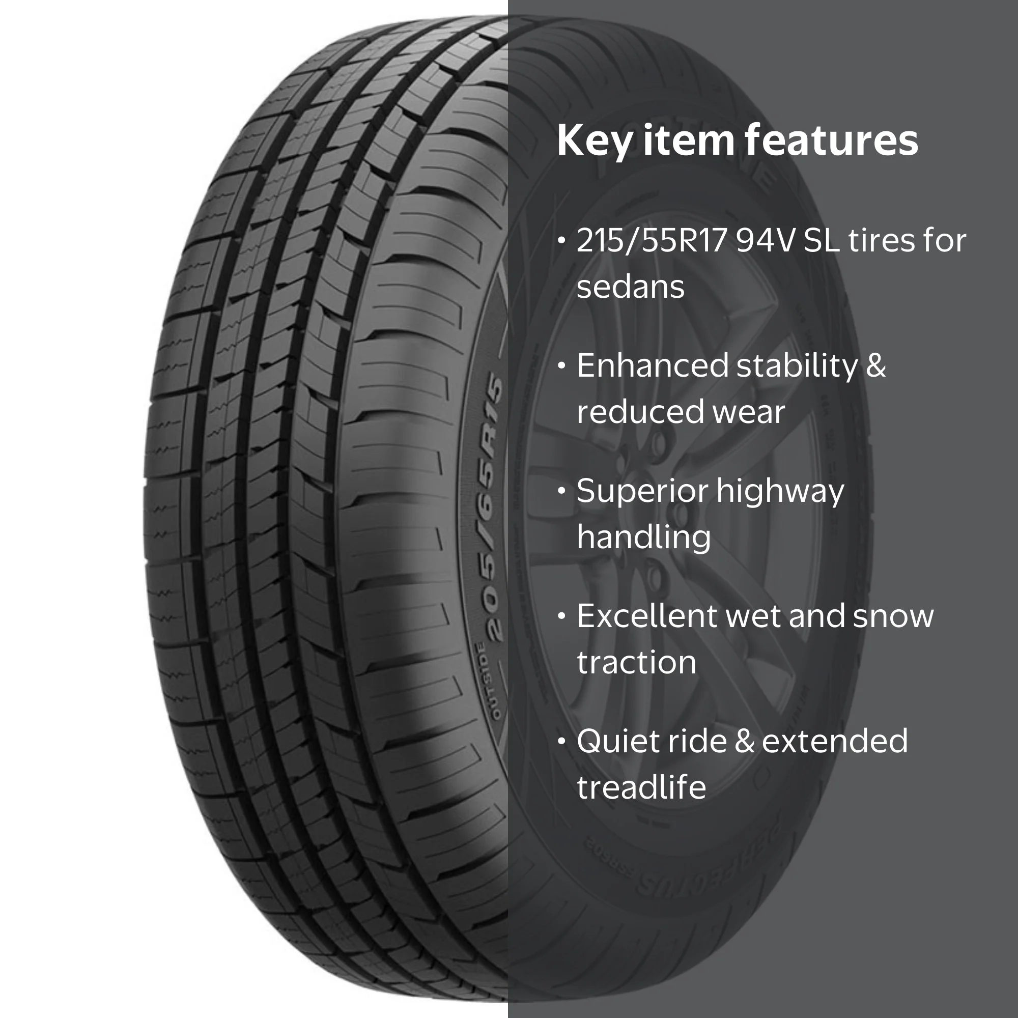 Fortune, Passenger Tire, 215/55R17 94V, All Season - Walmart.com