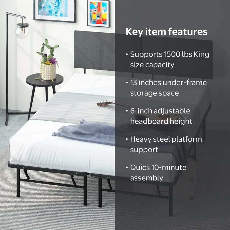 Zinus King SmartBase Mattress Foundation with Upholstered