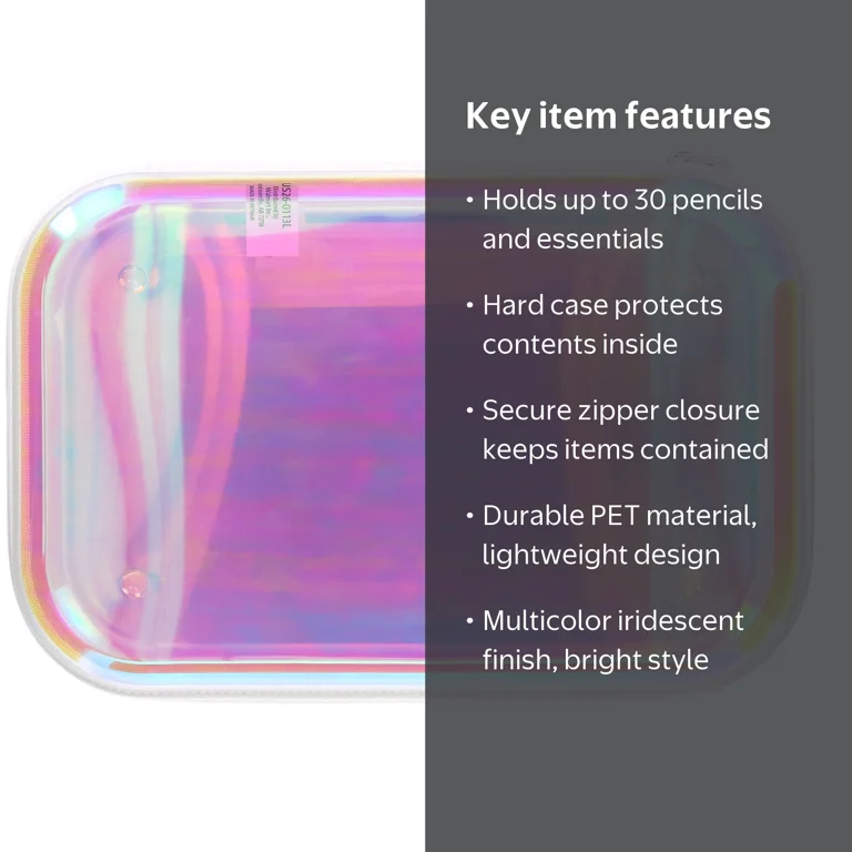Pen+Gear Large Iridescent Zipper Pencil Case - Walmart.com
